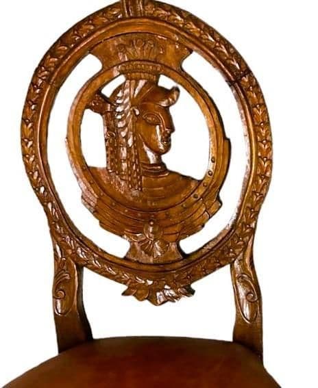 Louis XVI Carved Oak French Accent Chairs With New Caramel Colored Leather Seats - a Pair - Thumbnail 5