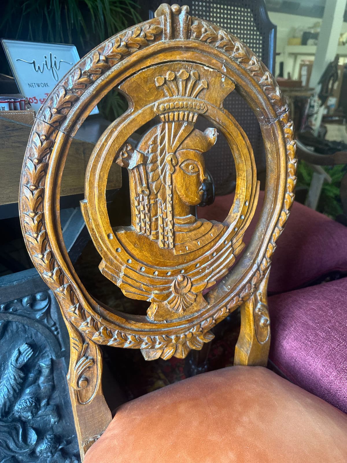 Louis XVI Carved Oak French Accent Chairs With New Caramel Colored Leather Seats - a Pair - Thumbnail 9