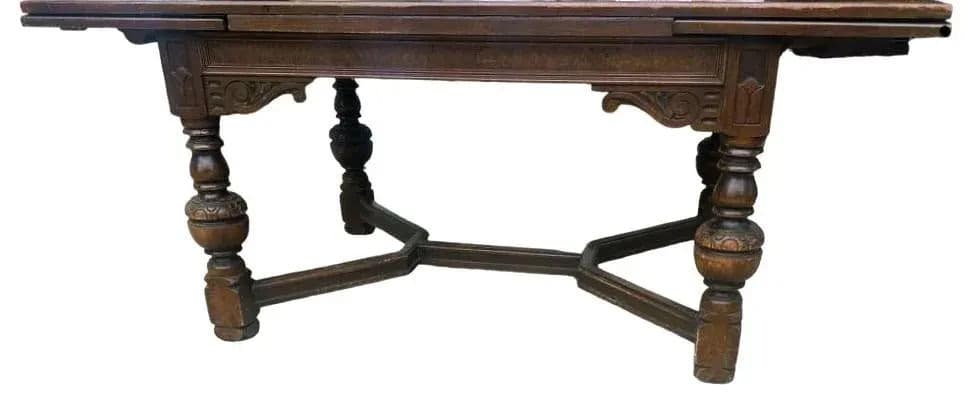 Antique 9 Ft. Walnut Spanish Revival Refectory Table by Tell City Furniture - Circa 1910 - Thumbnail 3