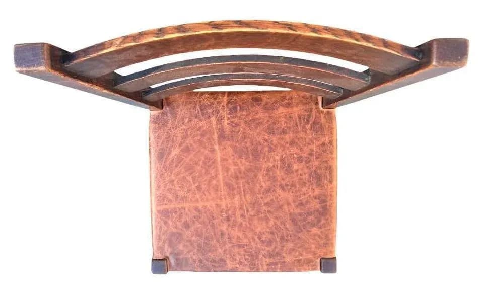 Signed Gustav Stickley Quarter Sawn Mission Oak Chair With New Leather Seat Cover - Early 20th Century - Thumbnail 6