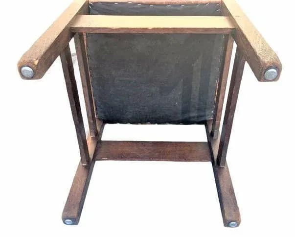 Signed Gustav Stickley Quarter Sawn Mission Oak Chair With New Leather Seat Cover - Early 20th Century - Thumbnail 7