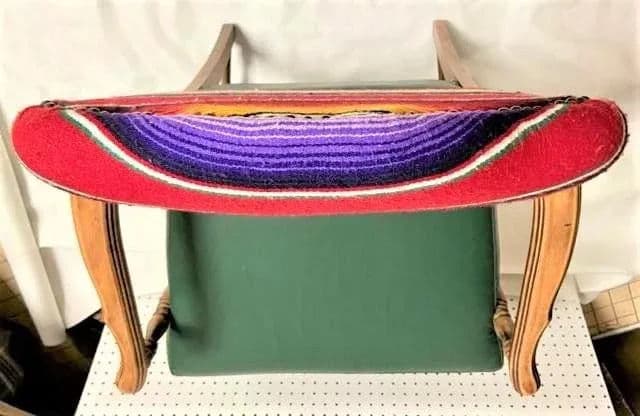 Early 20th Century Spanish Revival Arm Chair With of Colorful Sarape and Italian Leather Upholstery - Thumbnail 6