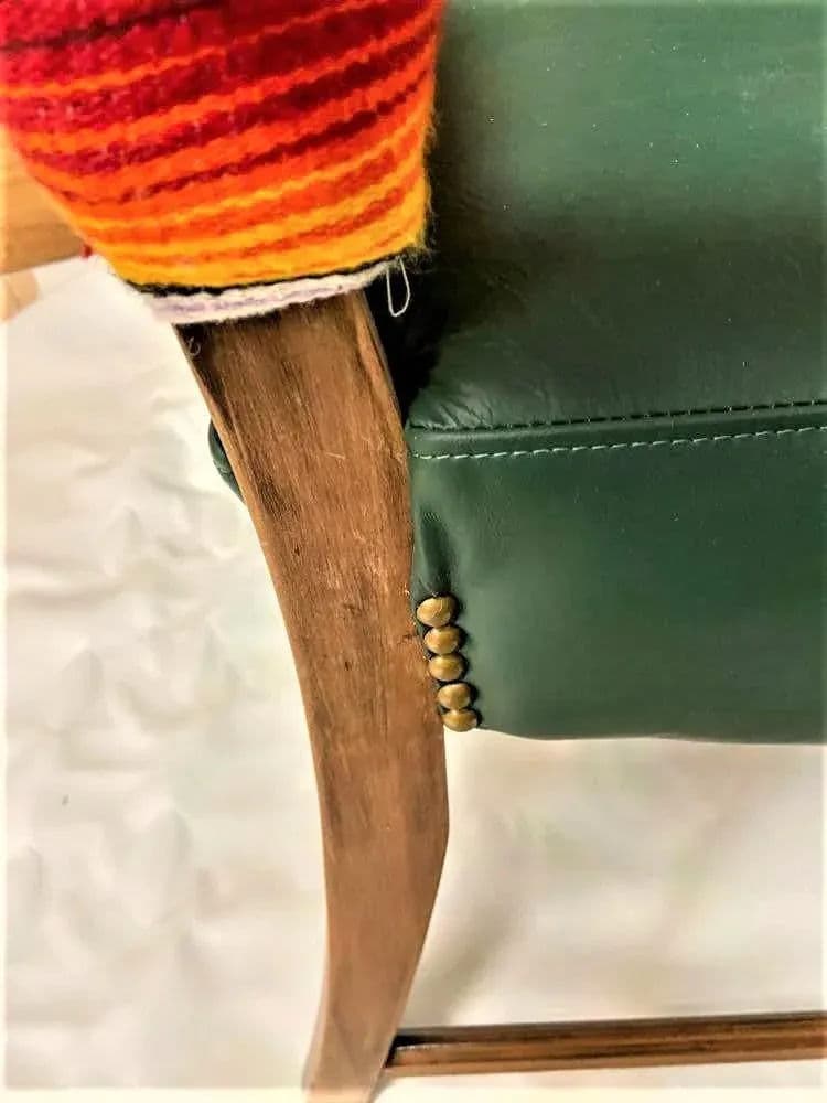 Early 20th Century Spanish Revival Arm Chair With of Colorful Sarape and Italian Leather Upholstery - Thumbnail 8