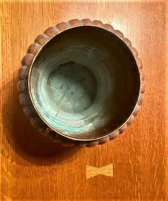 Vintage Egyptian Hammered Copper Wide Mouth Vase - Mid 20th Century - Thumbnail 6