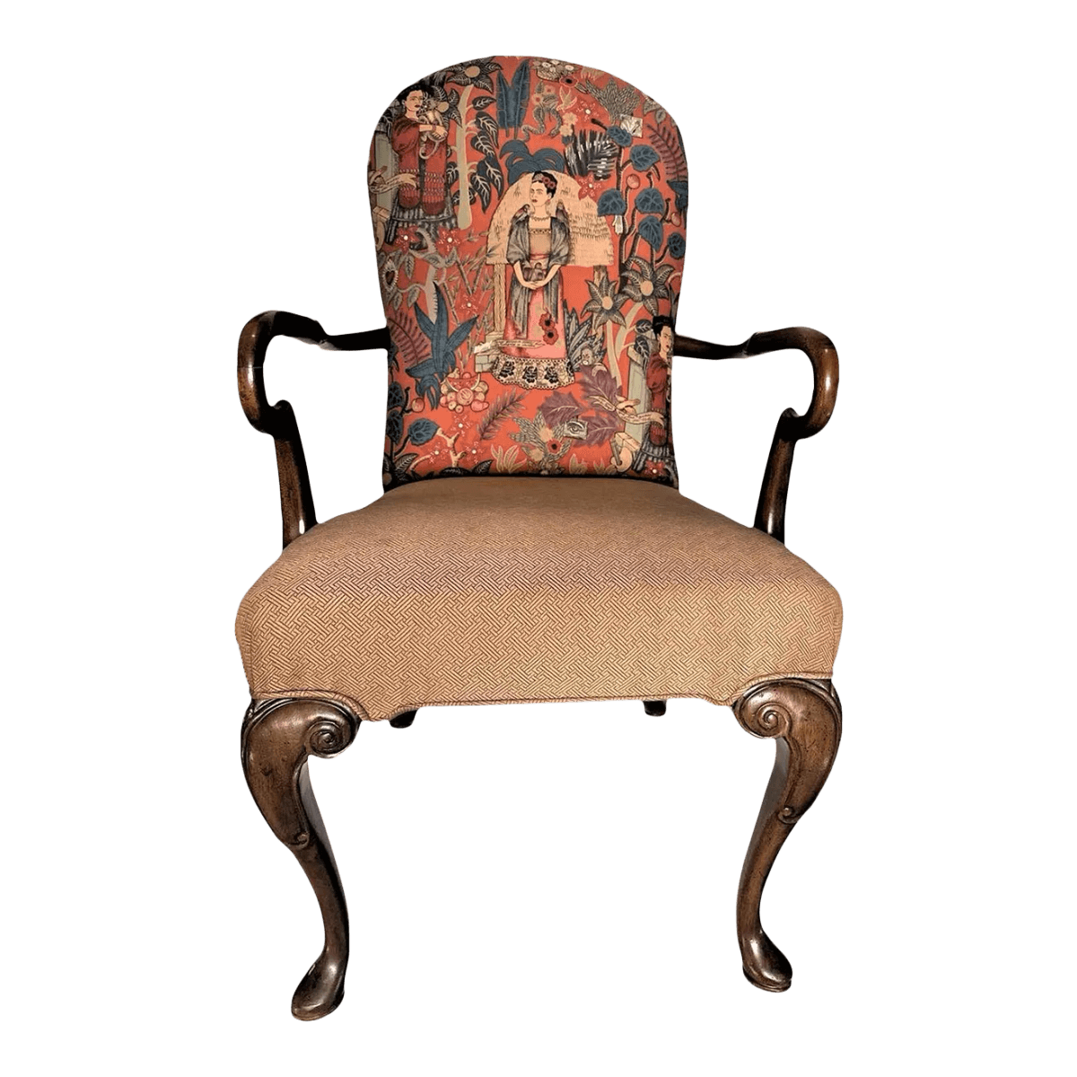 Vintage Schoonbeck/Henredon Armchair With ‘Frida’s Garden’ Chintz and Apricot Kravet Upholstery - Thumbnail 2