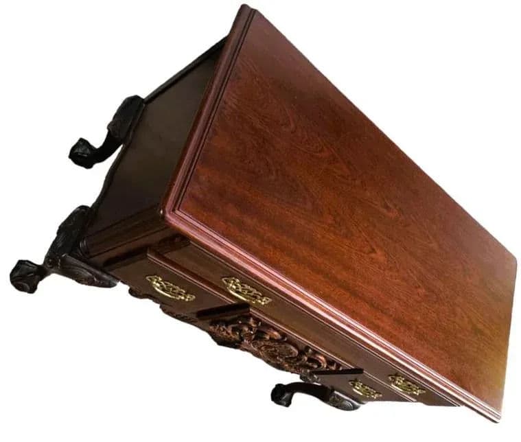 Solid Mahogany Carved Philadelphia Chippendale Lowboy - Vintage Late 20th Century - Thumbnail 9