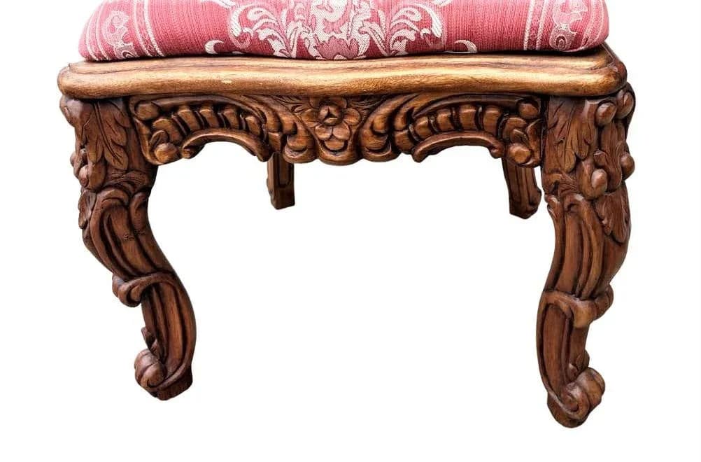Spanish Baroque Style Heavily Carved Desk and Chair Set With Marble Inserts - Circa 1990 - Thumbnail 10