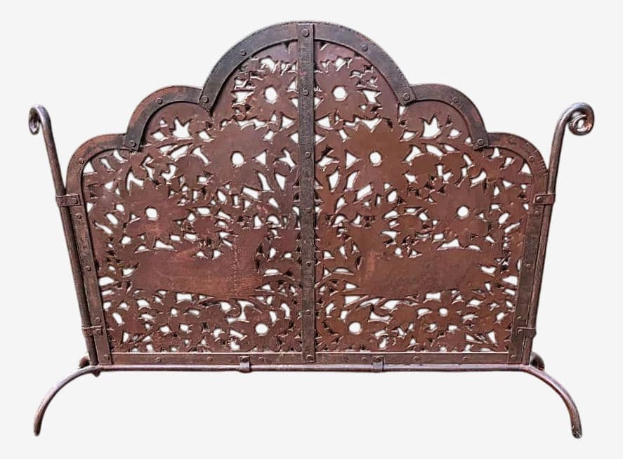 Vintage Pierced Iron Fireplace Screen From Mexico - Image 1