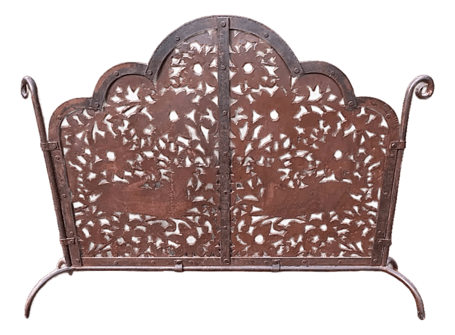 Vintage Pierced Iron Fireplace Screen From Mexico - Thumbnail 2