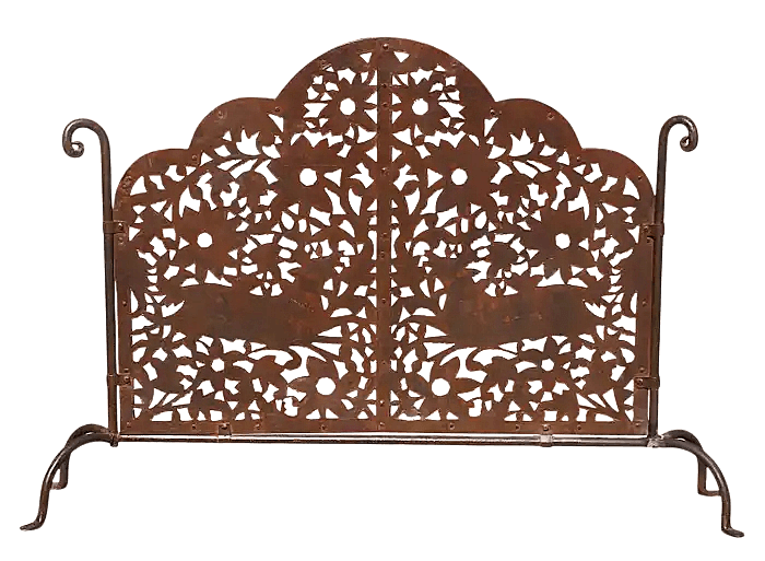 Vintage Pierced Iron Fireplace Screen From Mexico - Thumbnail 5