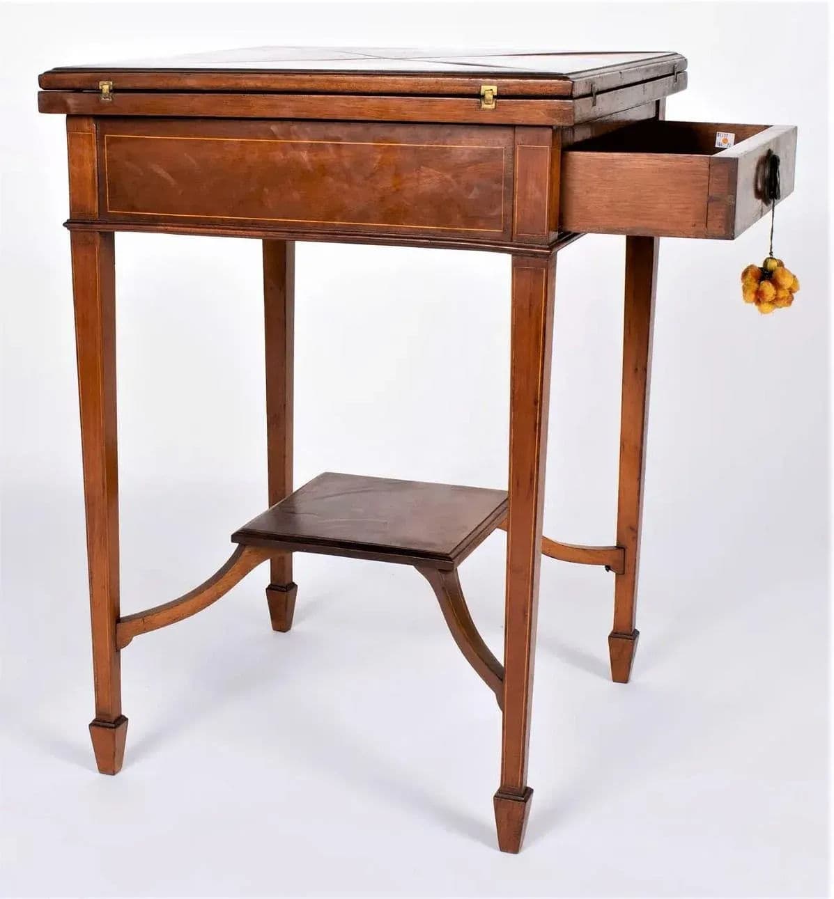 English Antique Edwardian Mahogany 'Envelope' Game Table - Provenance Adolphus Busch Heirs - Circa 1900 - Thumbnail 5