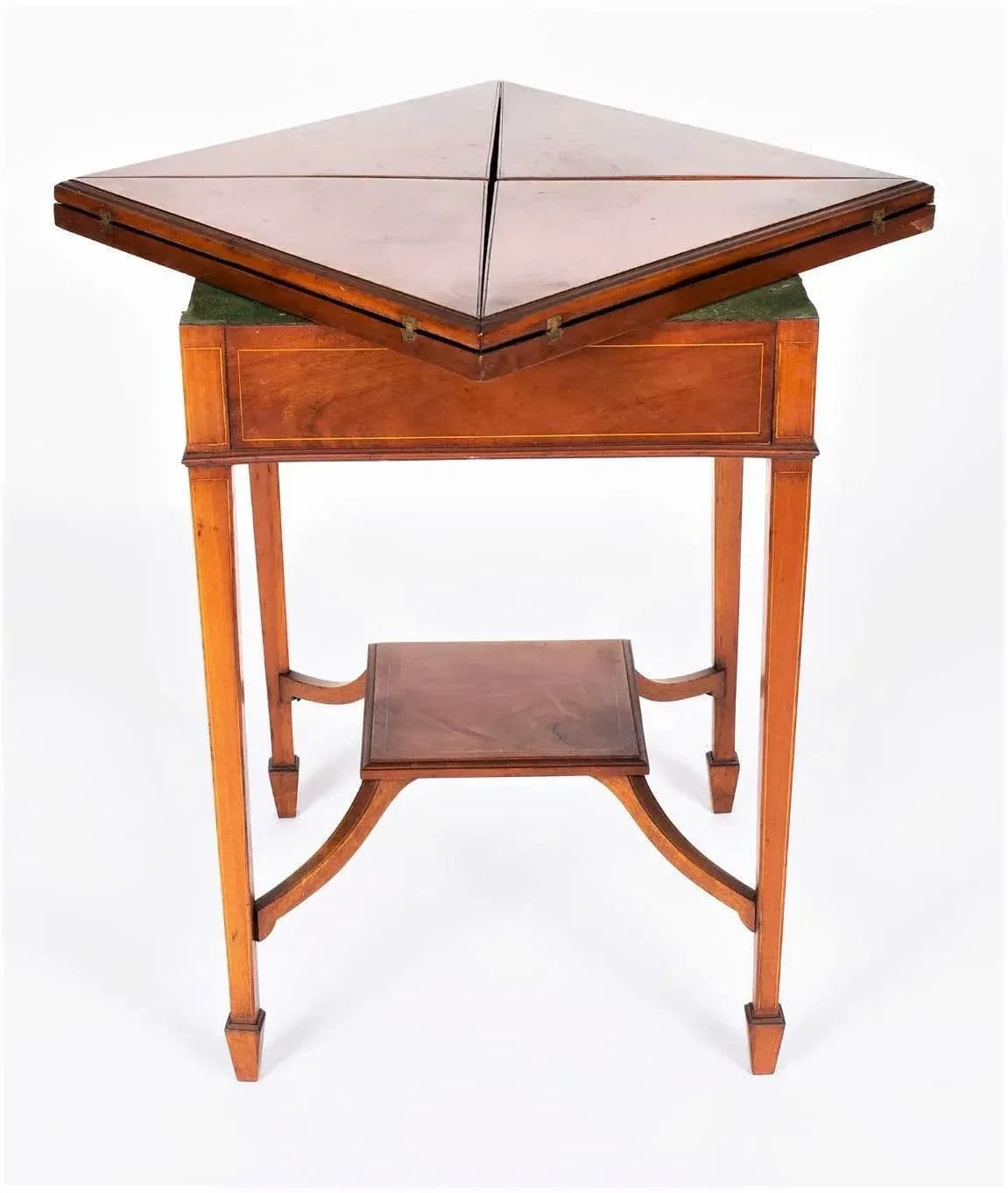 English Antique Edwardian Mahogany 'Envelope' Game Table - Provenance Adolphus Busch Heirs - Circa 1900 - Thumbnail 4