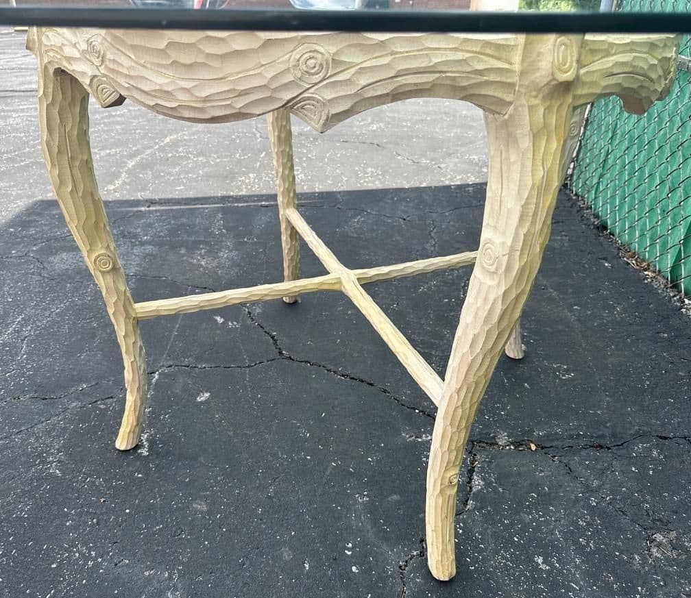 Faux Bois Dining Table and Four Chairs by Andre Originals With New William Morris 'Rose' Linen Upholstery - Vintage Late 20th Century - Thumbnail 10