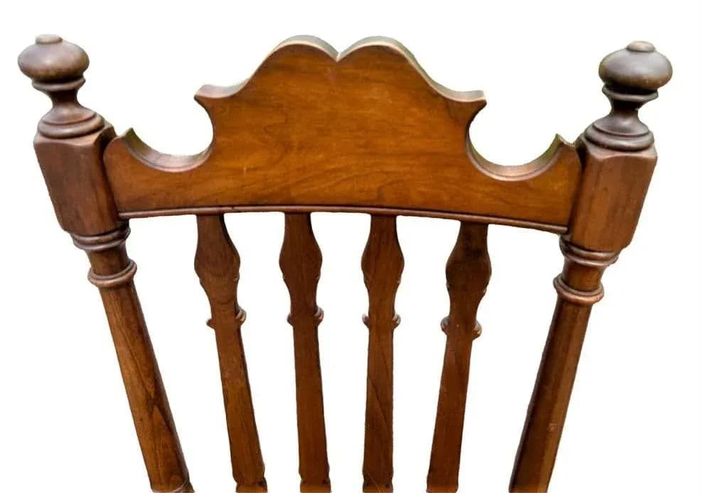 Vintage Solid Walnut and Rush Seat Dining Chairs - Set of 6 With 2 Armchairs - Thumbnail 4