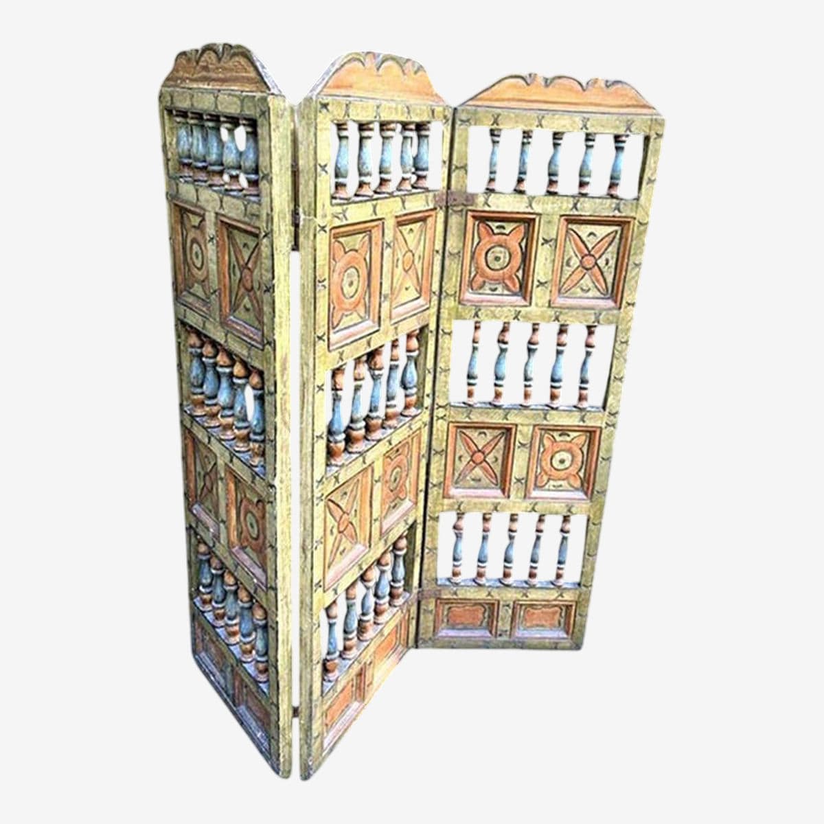 Extraordinary Antique Painted 18th Century Spanish Colonial Room Divider From Mexico - Image 1