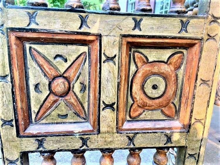 Extraordinary Antique Painted 18th Century Spanish Colonial Room Divider From Mexico - Thumbnail 7
