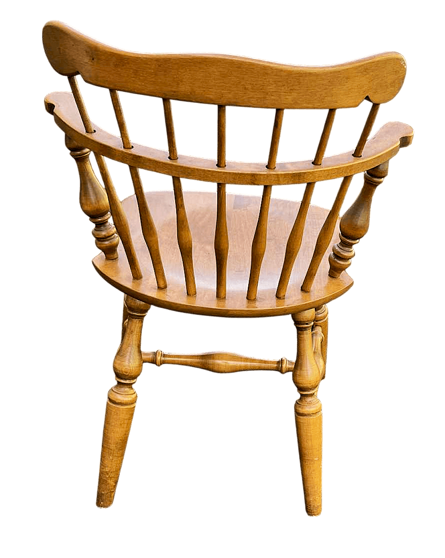Ethan Allen Vintage American Traditional Nutmeg Birch and Maple Windsor Dining Chairs - Set of 6 - Mid 20th Century - Thumbnail 5