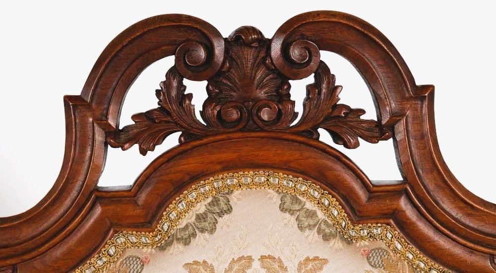 Set of Eight Antique 19th Century French Baroque Carved Walnut and Upholstery Dining Chairs - Thumbnail 7