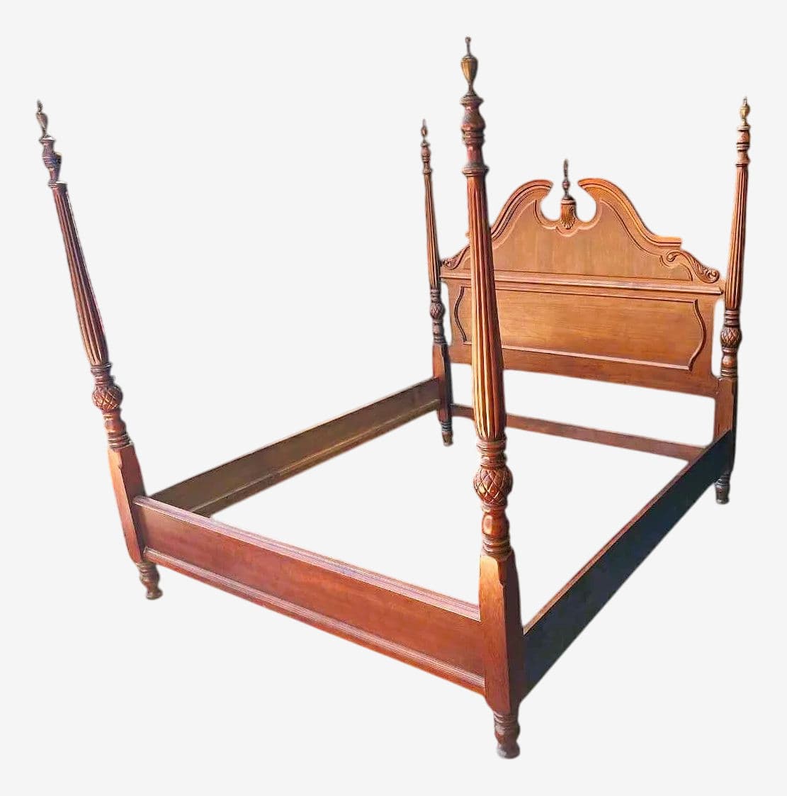 King Size Stanley Furniture Cherry Wood Chippendale Style Bed - Made in North Carolina in 1998 - Image 1