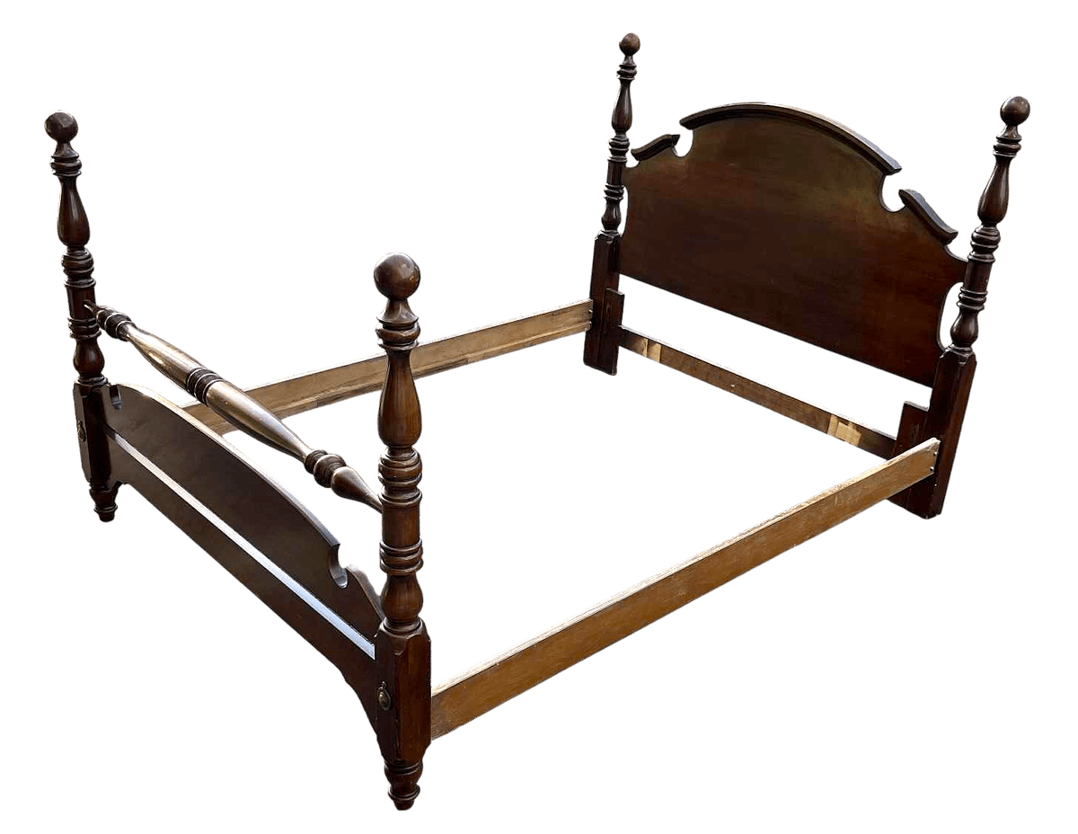 Thomasville Cherry Wood Chippendale Style Queen Size Bed - Vintage Late 20th Century - Thumbnail 6