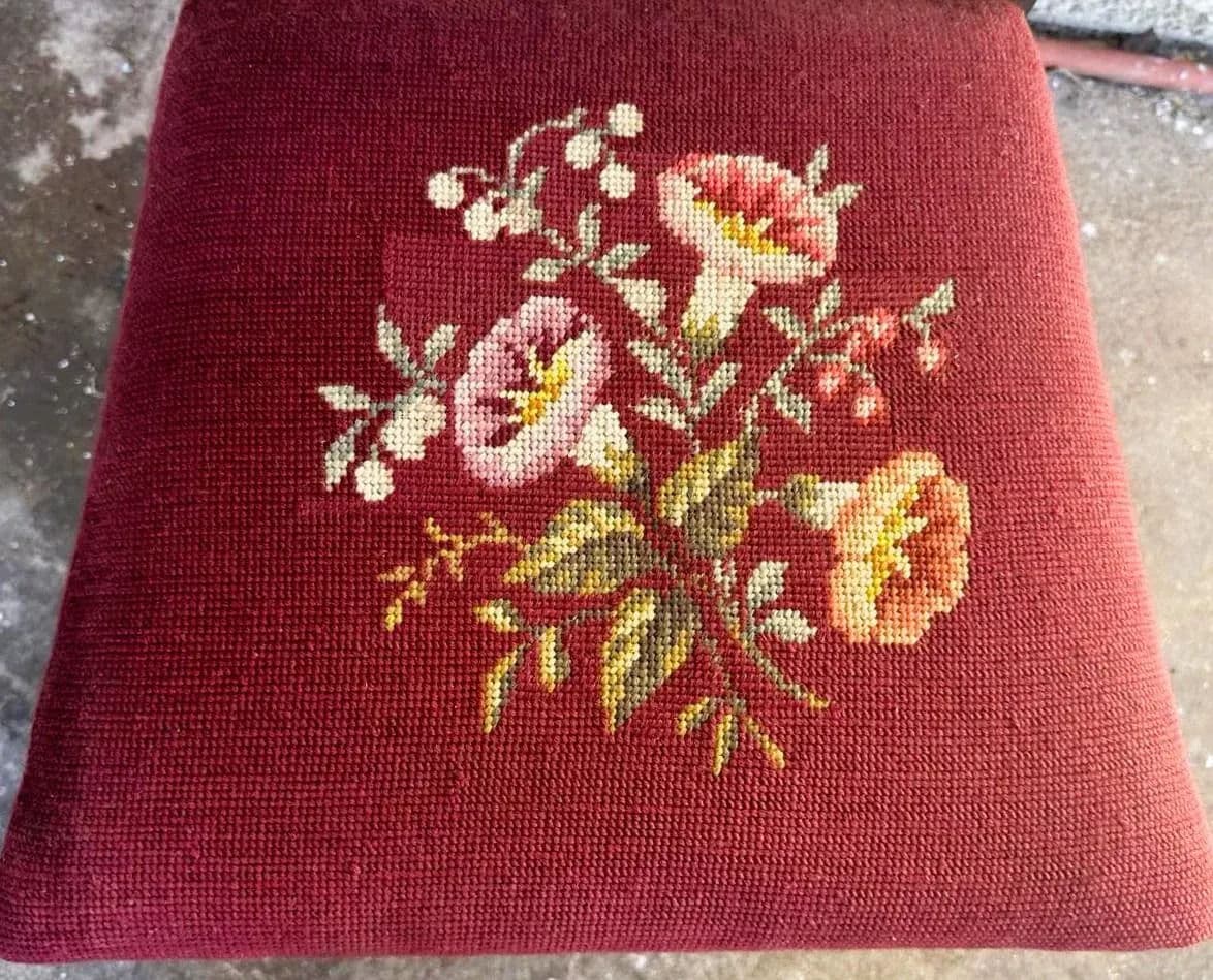 Antique 1920s Spanish Revival or Jacobean Carved Oak Dining Chairs With Needlepoint Seat Upholstery - Set of 6 - Thumbnail 10