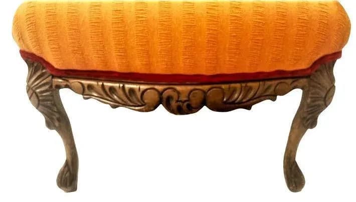 Pumpkin Colored Carved Antique Hacienda Chair Reupholstered With Hand Loomed Oaxaca Tapestry and Manta Cloth - Thumbnail 11