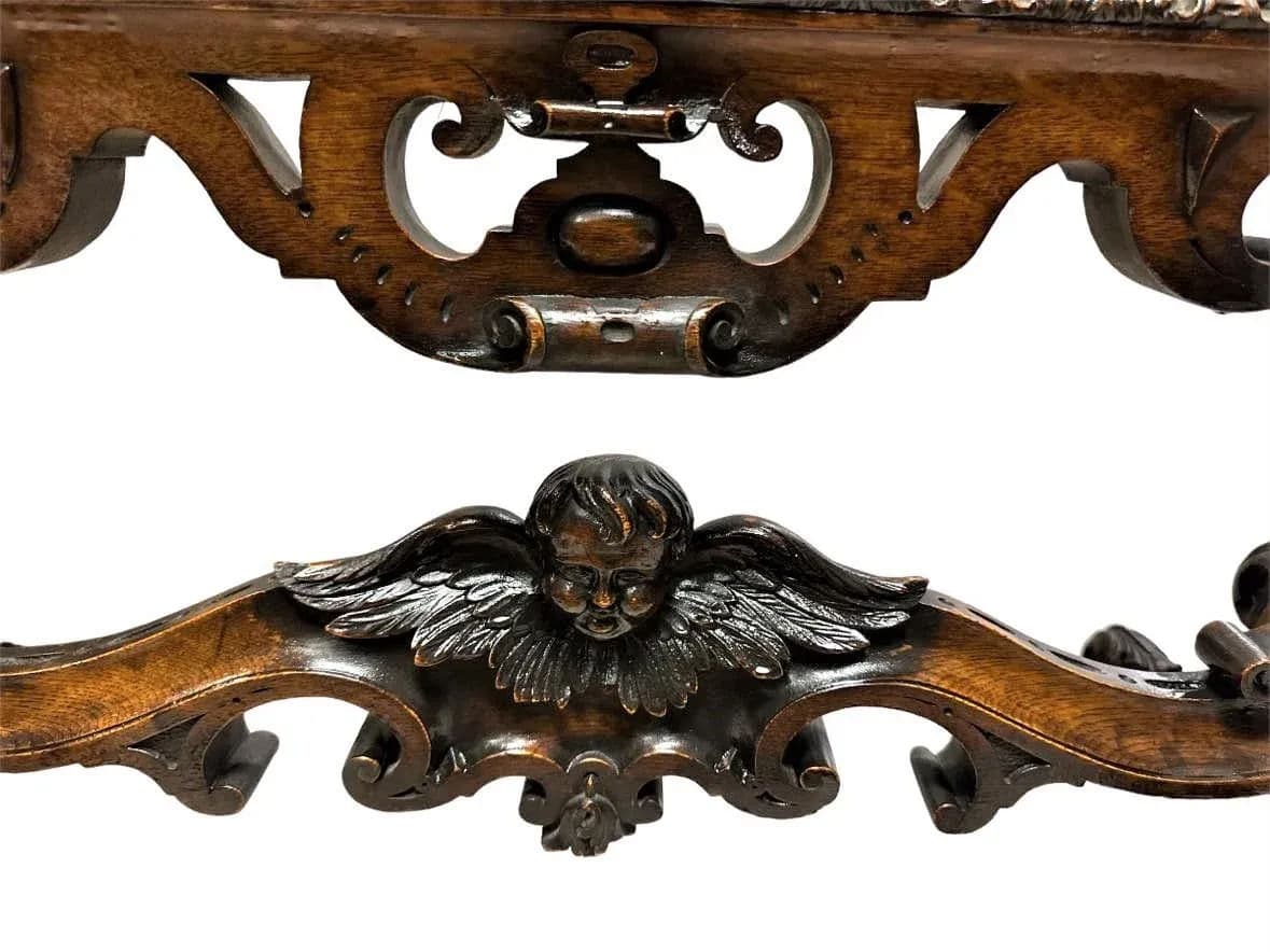 Antique Large Spanish Baroque Style Fire Screen in Carved Walnut and Needlepoint - Late 19th Century - Thumbnail 6