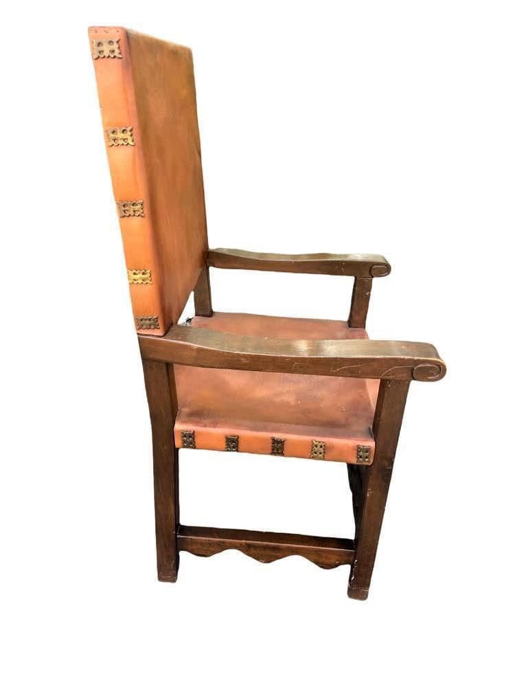 Artes De México Internacionales Throne Chair in Cognac Saddle Leather - Vintage 1960s - Thumbnail 3