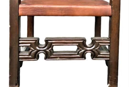 Artes De México Internacionales Throne Chair in Cognac Saddle Leather - Vintage 1960s - Thumbnail 6