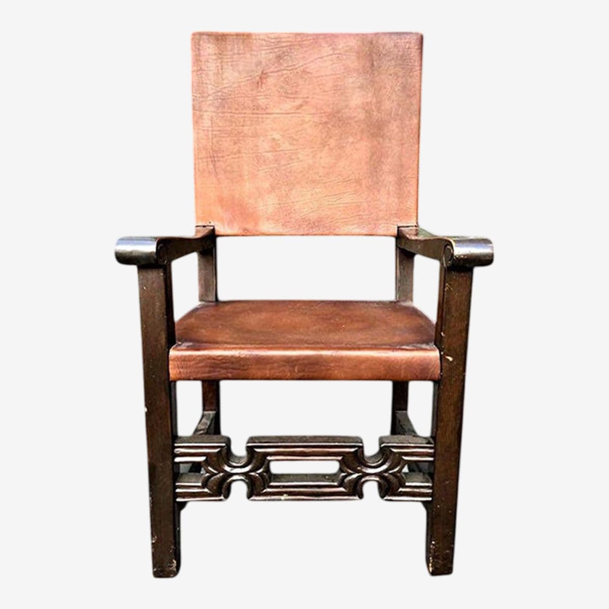 Artes De México Internacionales Throne Chair in Cognac Saddle Leather - Vintage 1960s - Image 1
