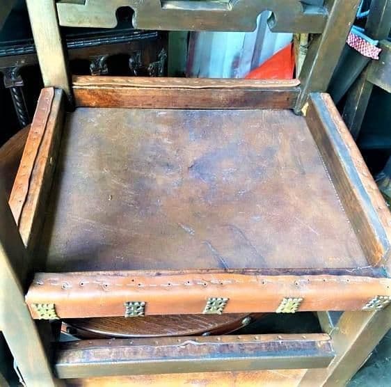 Artes De México Internacionales Throne Chair in Cognac Saddle Leather - Vintage 1960s - Thumbnail 8