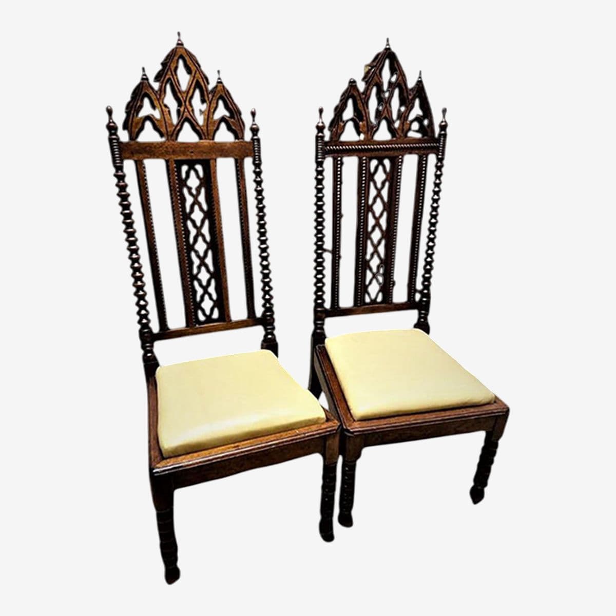 Late 19th Century Mahogany Gothic Revival Accent Chairs - a Pair - Image 1