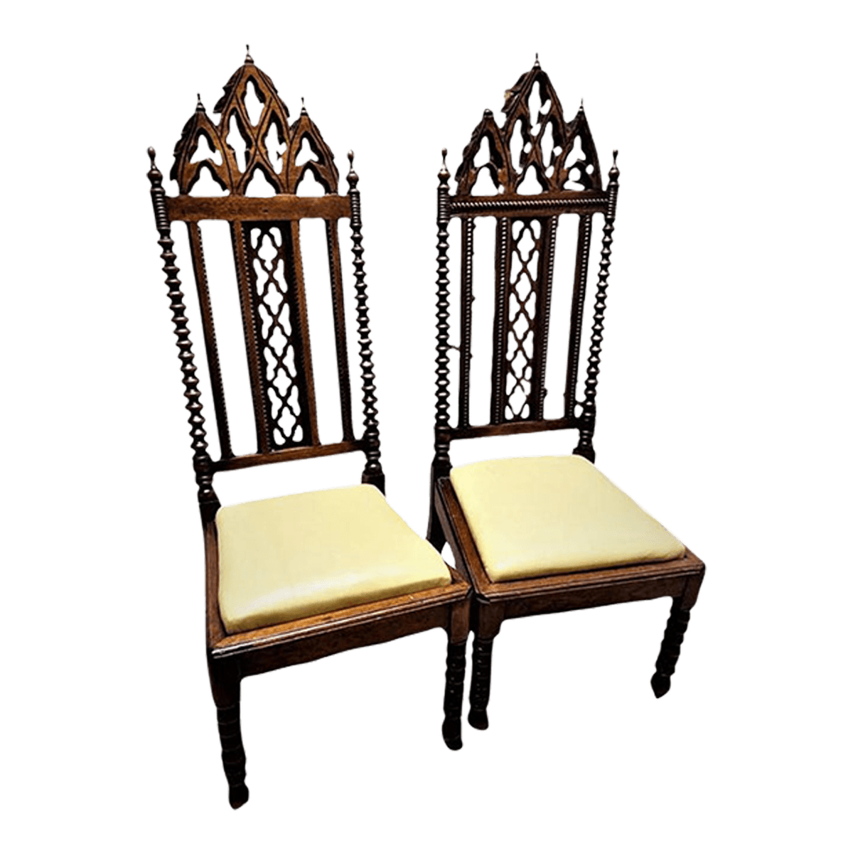 Late 19th Century Mahogany Gothic Revival Accent Chairs - a Pair - Thumbnail 2