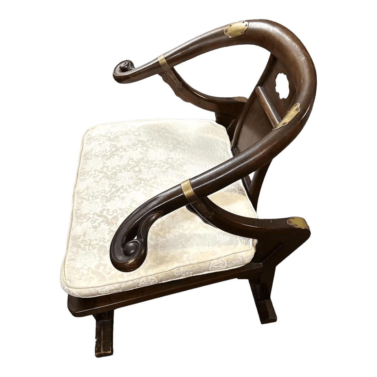 Michael Taylor for Baker Furniture Chinoiserie 'Far East Collection' Horseshoe Chair - Vintage Mid 20th Century - Thumbnail 2