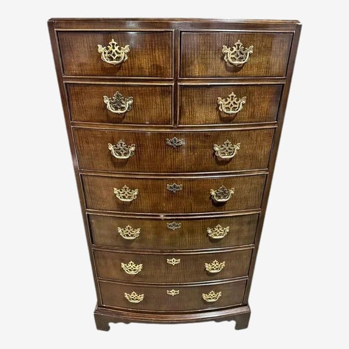 Henredon Vintage Georgian Walnut Tall 9-Drawer Dresser - Circa 1970s - Image 1