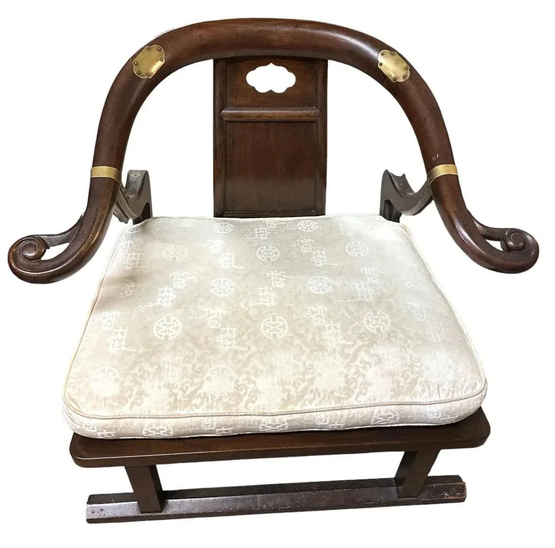 Michael Taylor for Baker Furniture Chinoiserie 'Far East Collection' Horseshoe Chair - Vintage Mid 20th Century - Thumbnail 3