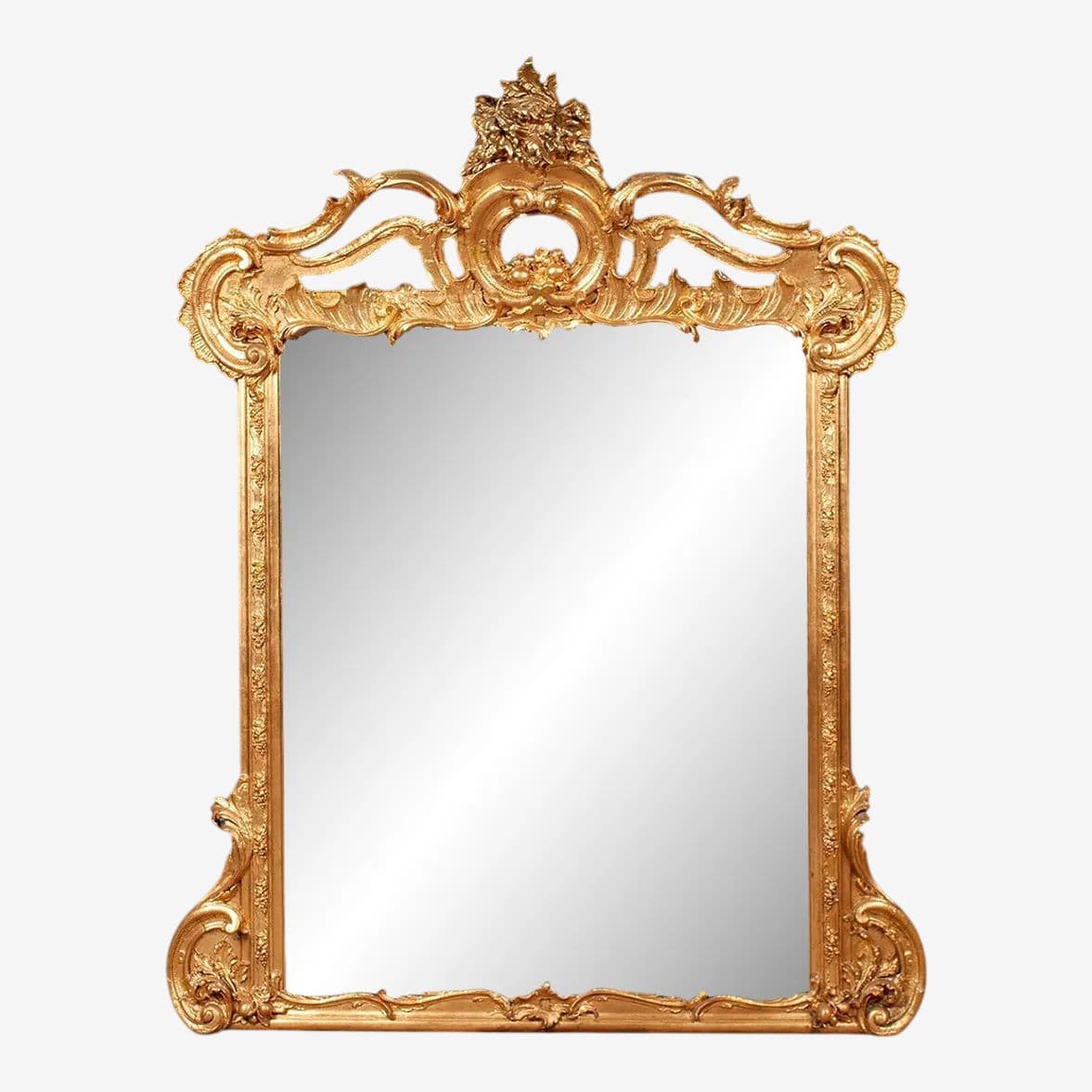 Monumental French Rococo Gilded Age Giltwood 7' Tall Wall Mirror - Late 19th Century - Image 1