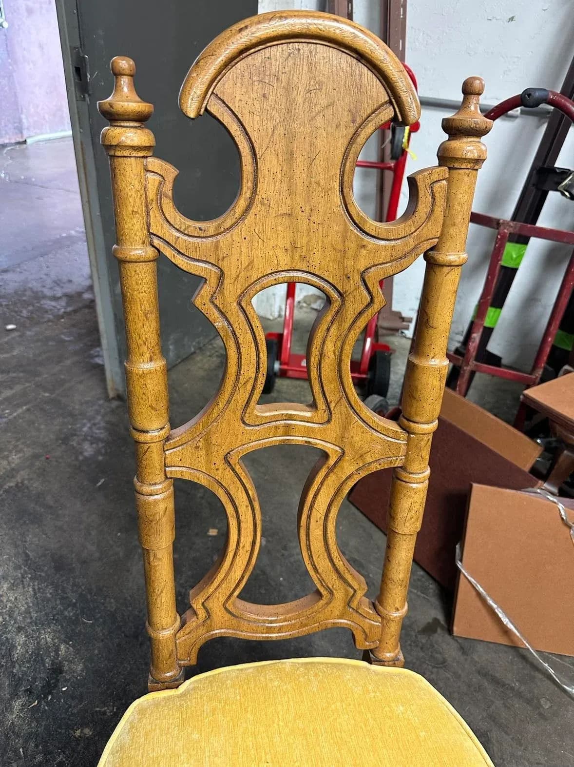 Jim Peed Drexel 1960s Spanish Style Pecan Wood Dining Chairs - Set of 4 - Thumbnail 8