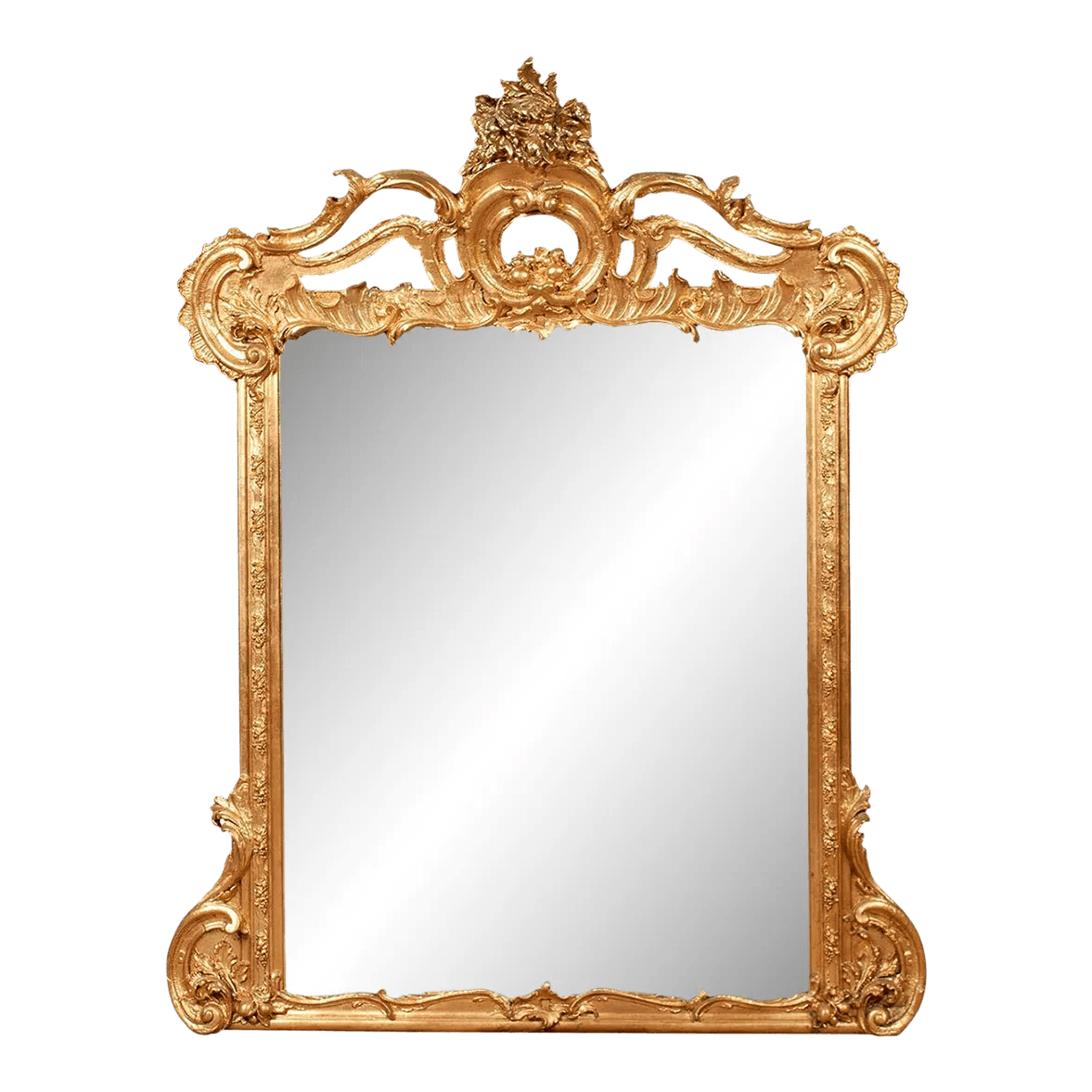 Monumental French Rococo Gilded Age Giltwood 7' Tall Wall Mirror - Late 19th Century - Thumbnail 2