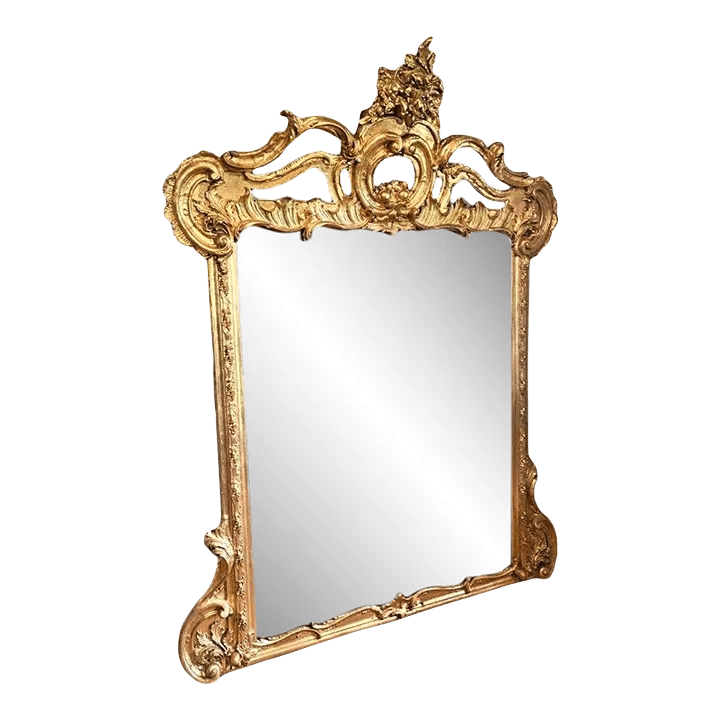 Monumental French Rococo Gilded Age Giltwood 7' Tall Wall Mirror - Late 19th Century - Thumbnail 11