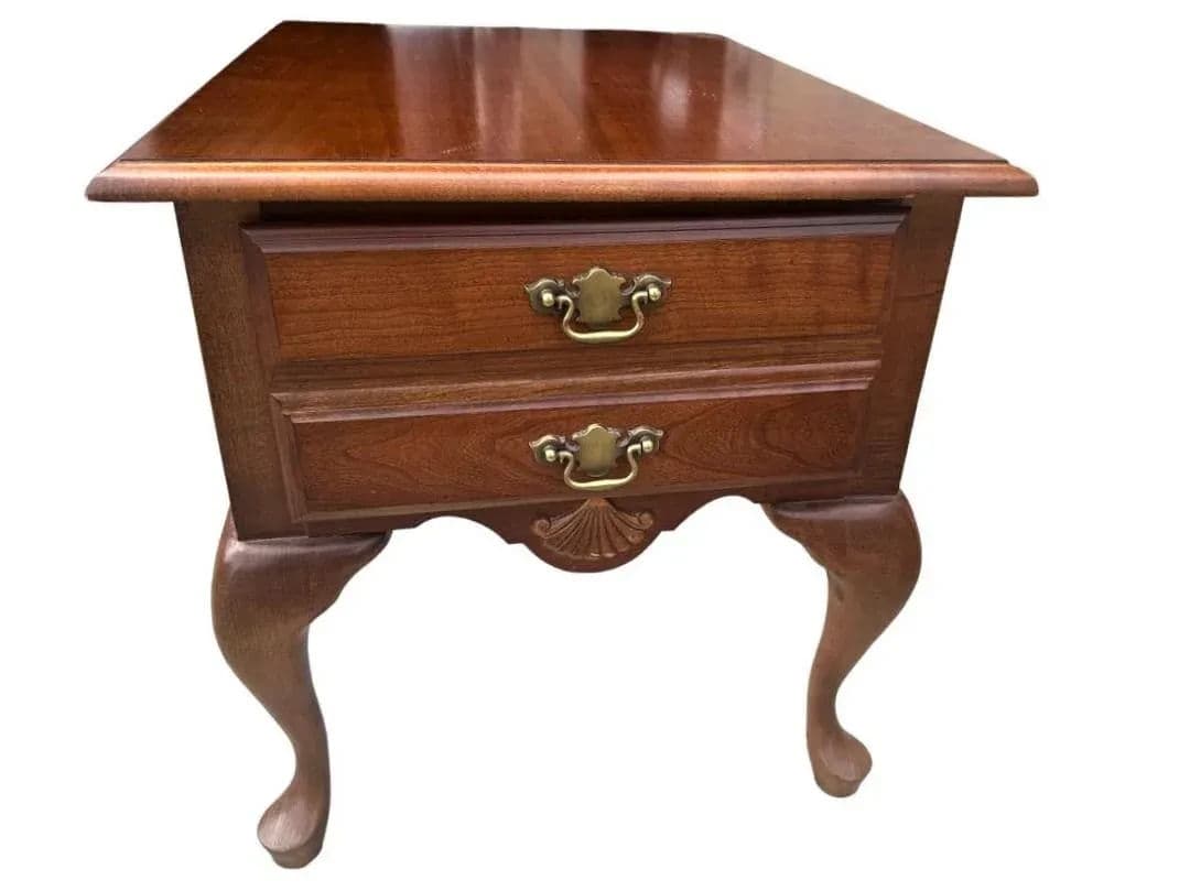 Solid Cherry Wood Queen Anne Side Table by American Drew - Vintage Late 20th Century - Thumbnail 5