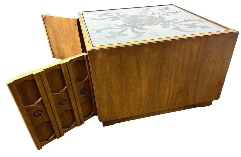 Jim Peed Drexel Esperanto Square Side Table With Slate Top - Made in 1966 - Thumbnail 3