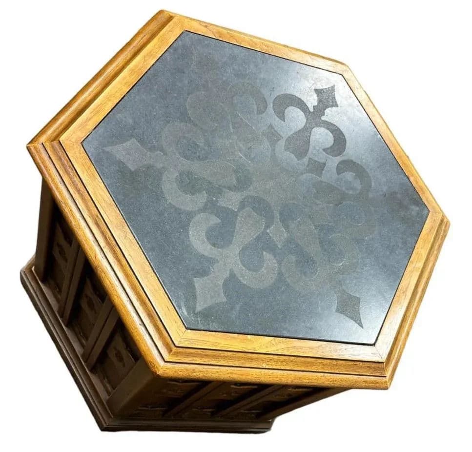 Jim Peed Drexel Esperanto Hexagon Table With Slate Top - 1960s Spanish Revival - Thumbnail 4