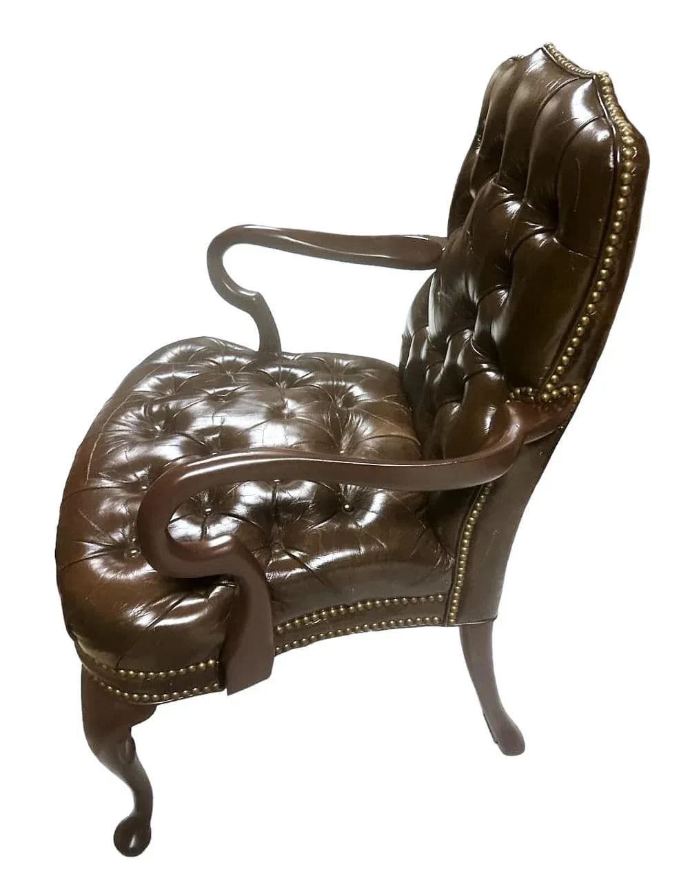 Schafer Brothers Vintage Chesterfield Style Tufted Leather Arm Chair - Mid 20th Century - Thumbnail 3