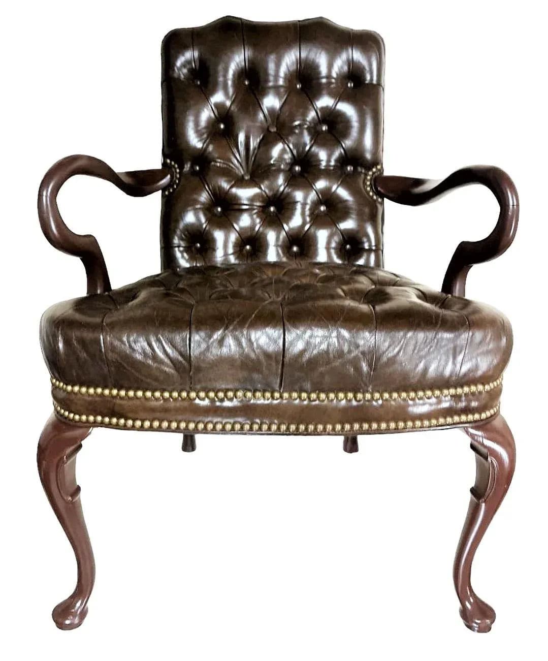 Schafer Brothers Vintage Chesterfield Style Tufted Leather Arm Chair - Mid 20th Century - Thumbnail 8
