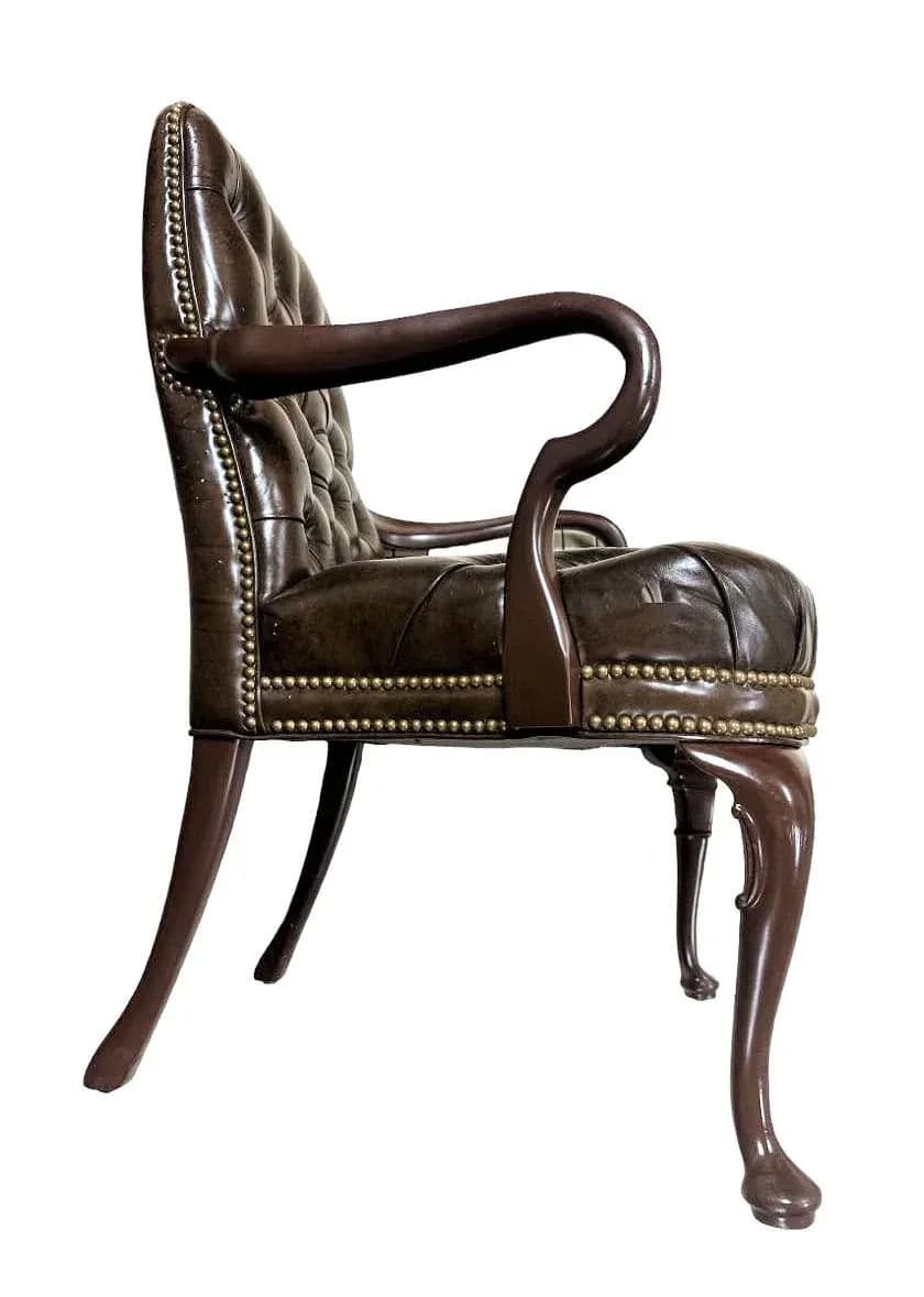 Schafer Brothers Vintage Chesterfield Style Tufted Leather Arm Chair - Mid 20th Century - Thumbnail 6