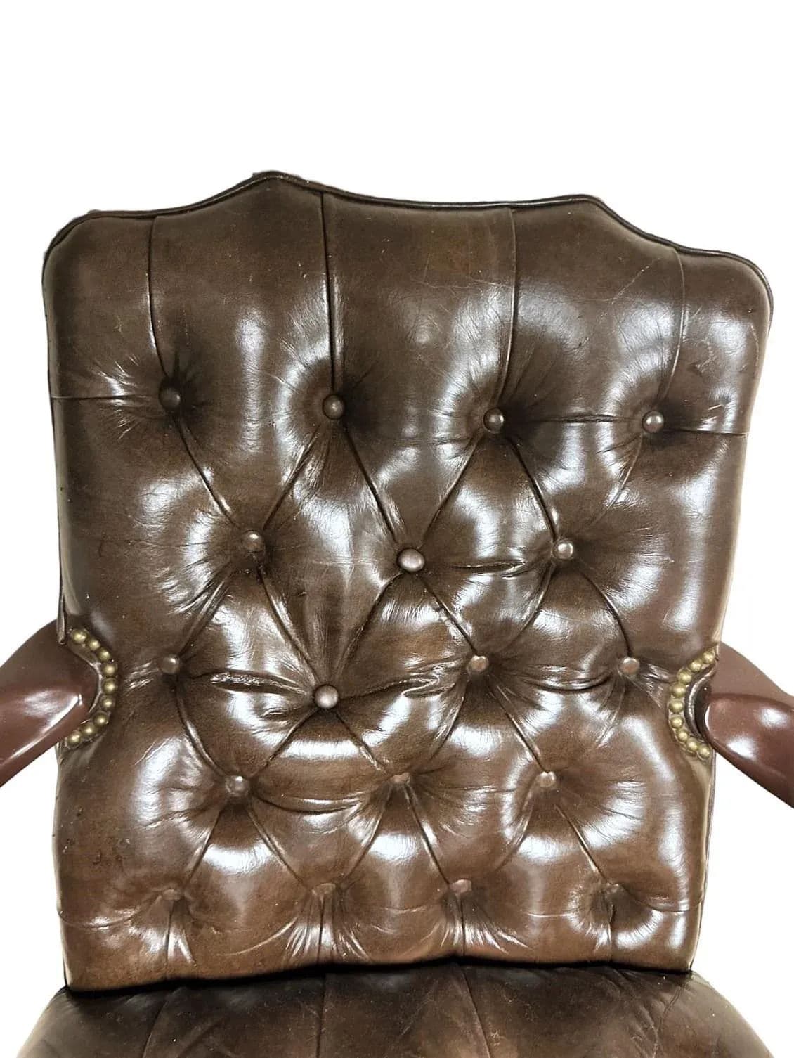 Schafer Brothers Vintage Chesterfield Style Tufted Leather Arm Chair - Mid 20th Century - Thumbnail 4