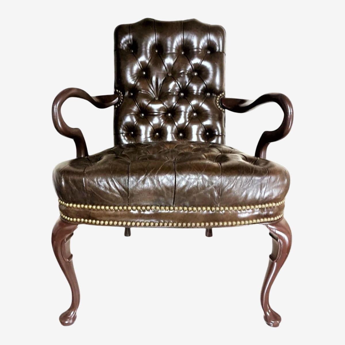 Schafer Brothers Vintage Chesterfield Style Tufted Leather Arm Chair - Mid 20th Century - Image 1