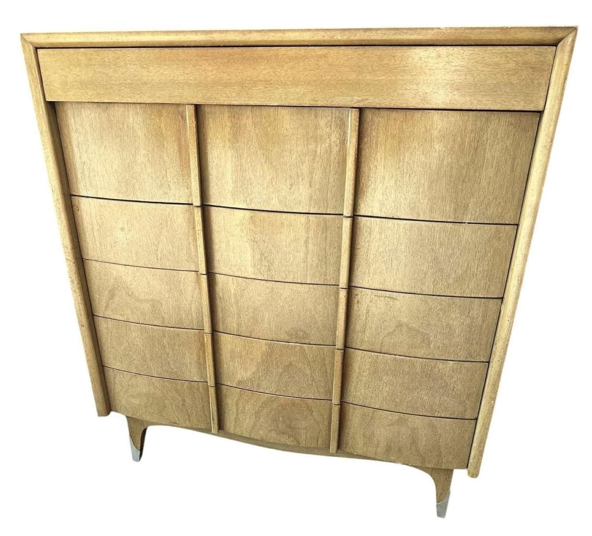 Bleached Mahogany American of Martinsville Fully Restored Chest of Drawers -Vintage 1950s - Thumbnail 3