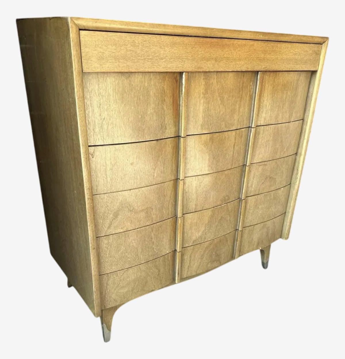 Bleached Mahogany American of Martinsville Fully Restored Chest of Drawers -Vintage 1950s - Image 1